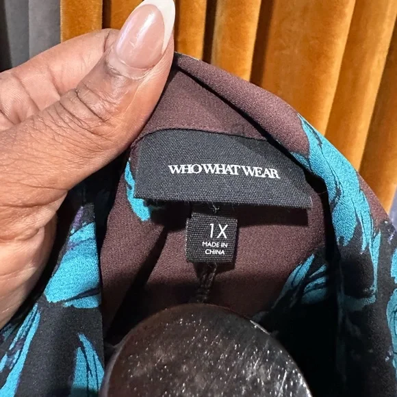 2 pc shirt and skirt. Chocolate brown and turquoise really pops! - Picture 2 of 3